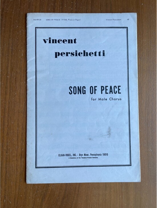 Other - Song Of Peace For Male Chorus Vincent Persichetti Sheet Music
